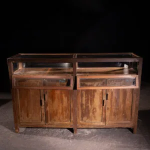 Wooden cabinet with glass top display case  #C-14